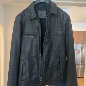 All Saints Mens Leather Jacket - Lark (Medium)